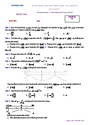 Đề thi thử Trung học Phổ thông Quốc gia môn Toán năm 2019 - Mã đề 193